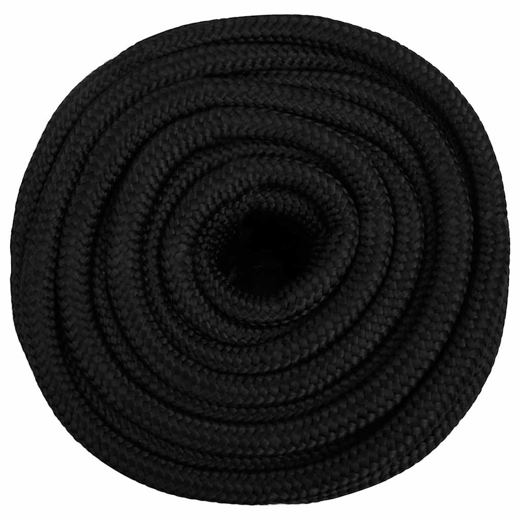 vidaXL Linka żeglarska, czarna jednolita, 18 mm, 25 m, polipropylen