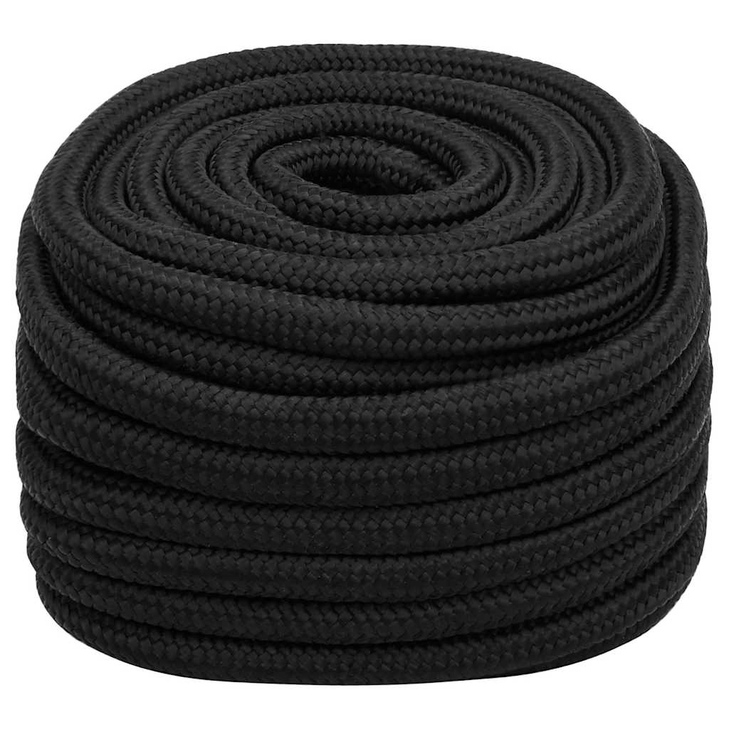 vidaXL Linka żeglarska, czarna jednolita, 20 mm, 25 m, polipropylen