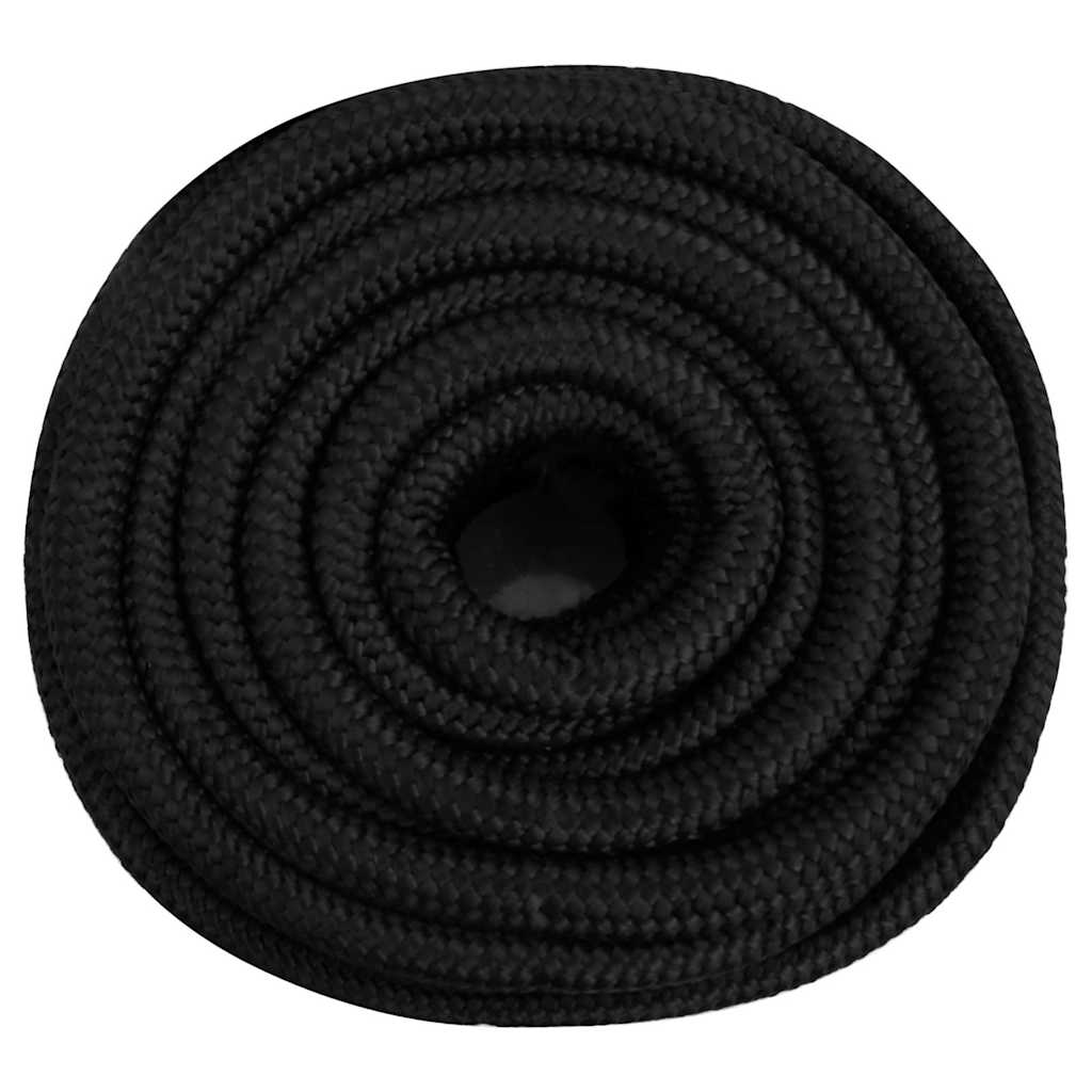 vidaXL Linka żeglarska, czarna jednolita, 20 mm, 25 m, polipropylen