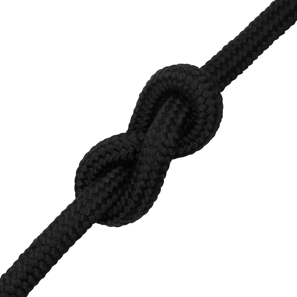 vidaXL Linka żeglarska, czarna jednolita, 20 mm, 25 m, polipropylen