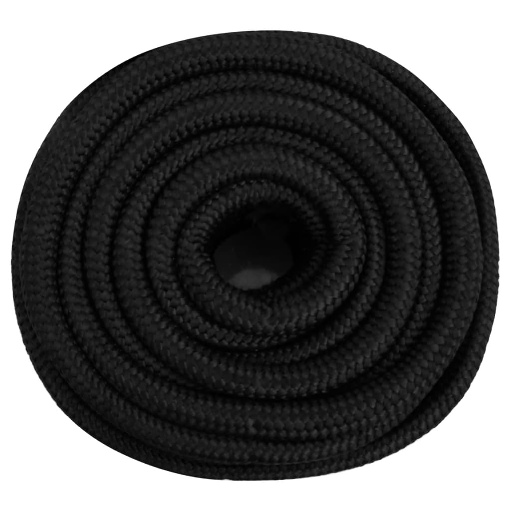 vidaXL Linka żeglarska, czarna jednolita, 20 mm, 100 m, polipropylen