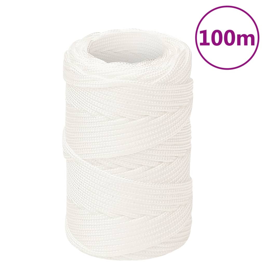 vidaXL Linka żeglarska, biała jednolita, 2 mm, 100 m, polipropylen