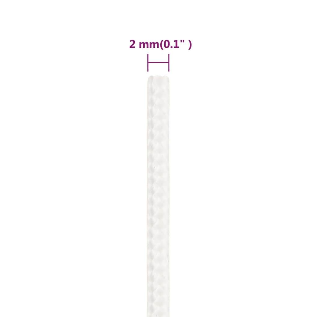 vidaXL Linka żeglarska, biała jednolita, 2 mm, 250 m, polipropylen