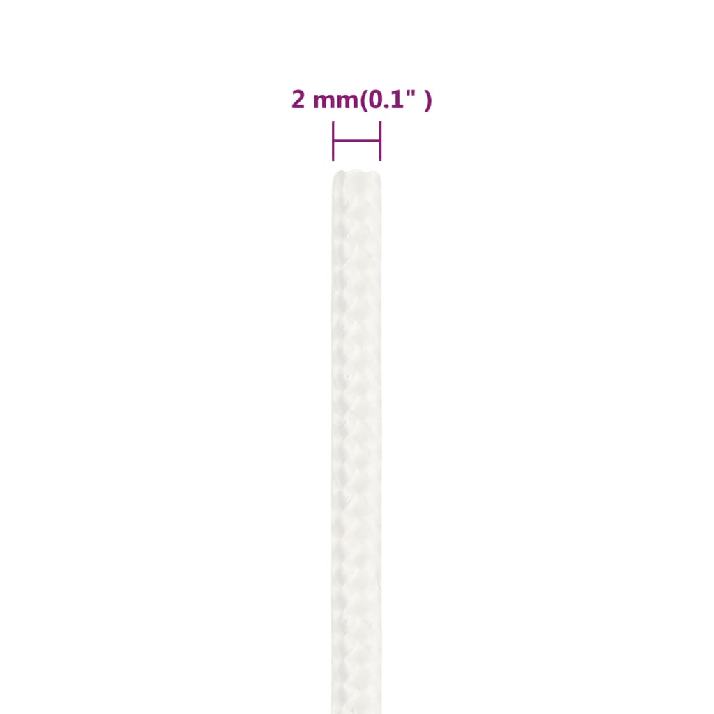 vidaXL Linka żeglarska, biała jednolita, 2 mm, 500 m, polipropylen