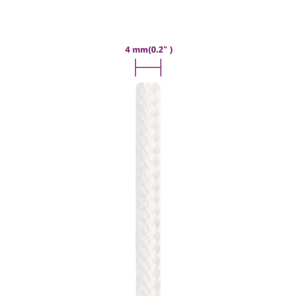 vidaXL Linka żeglarska, biała jednolita, 4 mm, 25 m, polipropylen