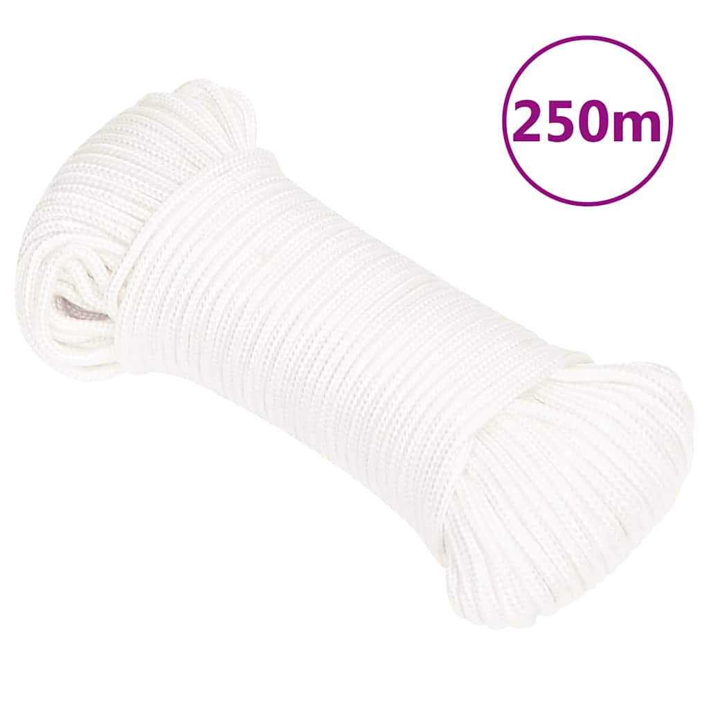vidaXL Linka żeglarska, biała jednolita, 5 mm, 250 m, polipropylen