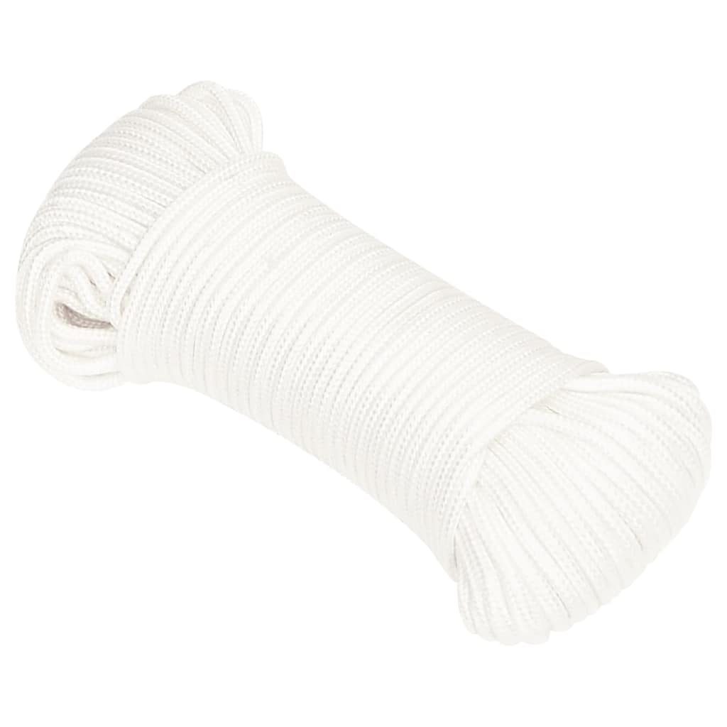 vidaXL Linka żeglarska, biała jednolita, 5 mm, 250 m, polipropylen