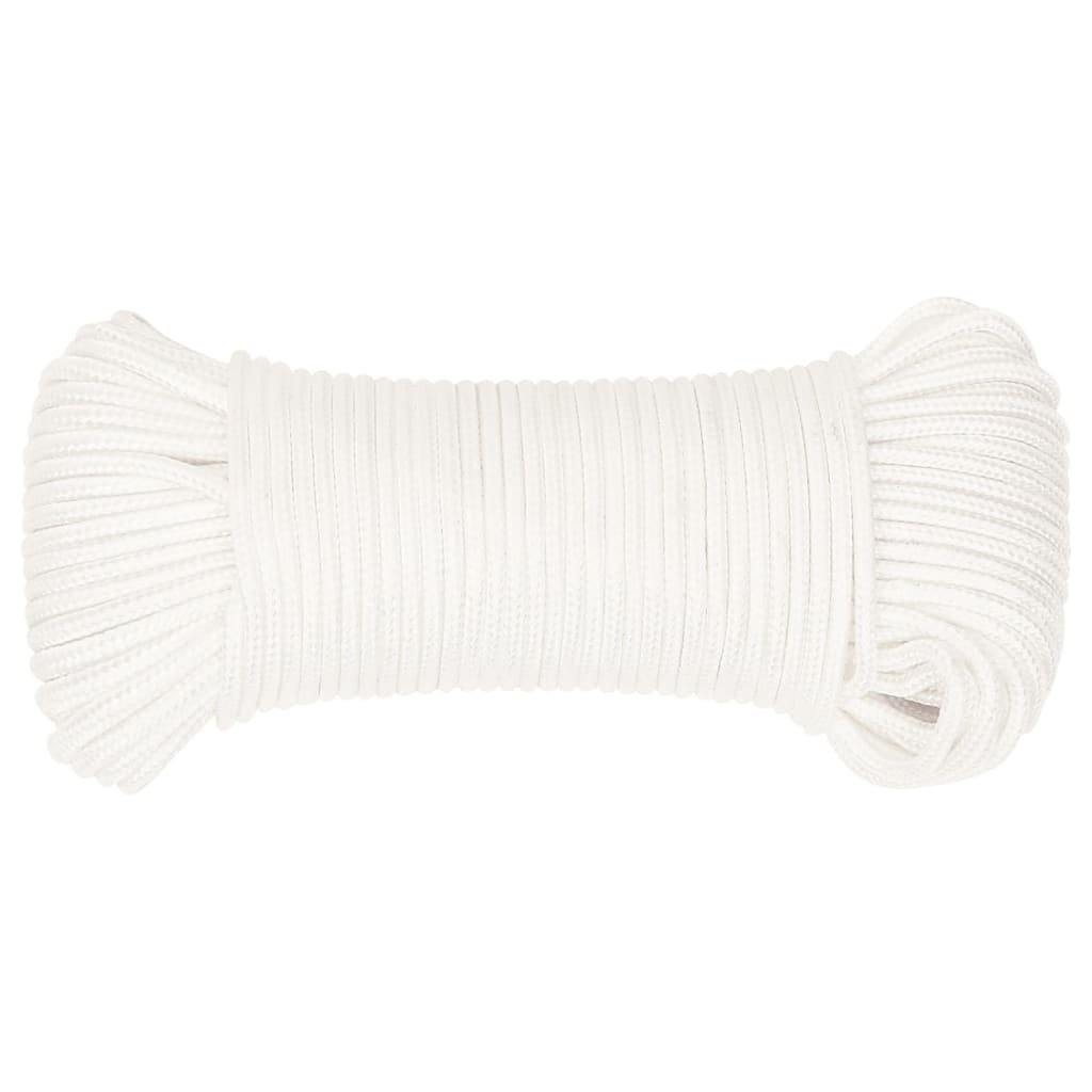 vidaXL Linka żeglarska, biała jednolita, 5 mm, 500 m, polipropylen