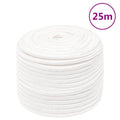 vidaXL Linka żeglarska, biała jednolita, 12 mm, 25 m, polipropylen