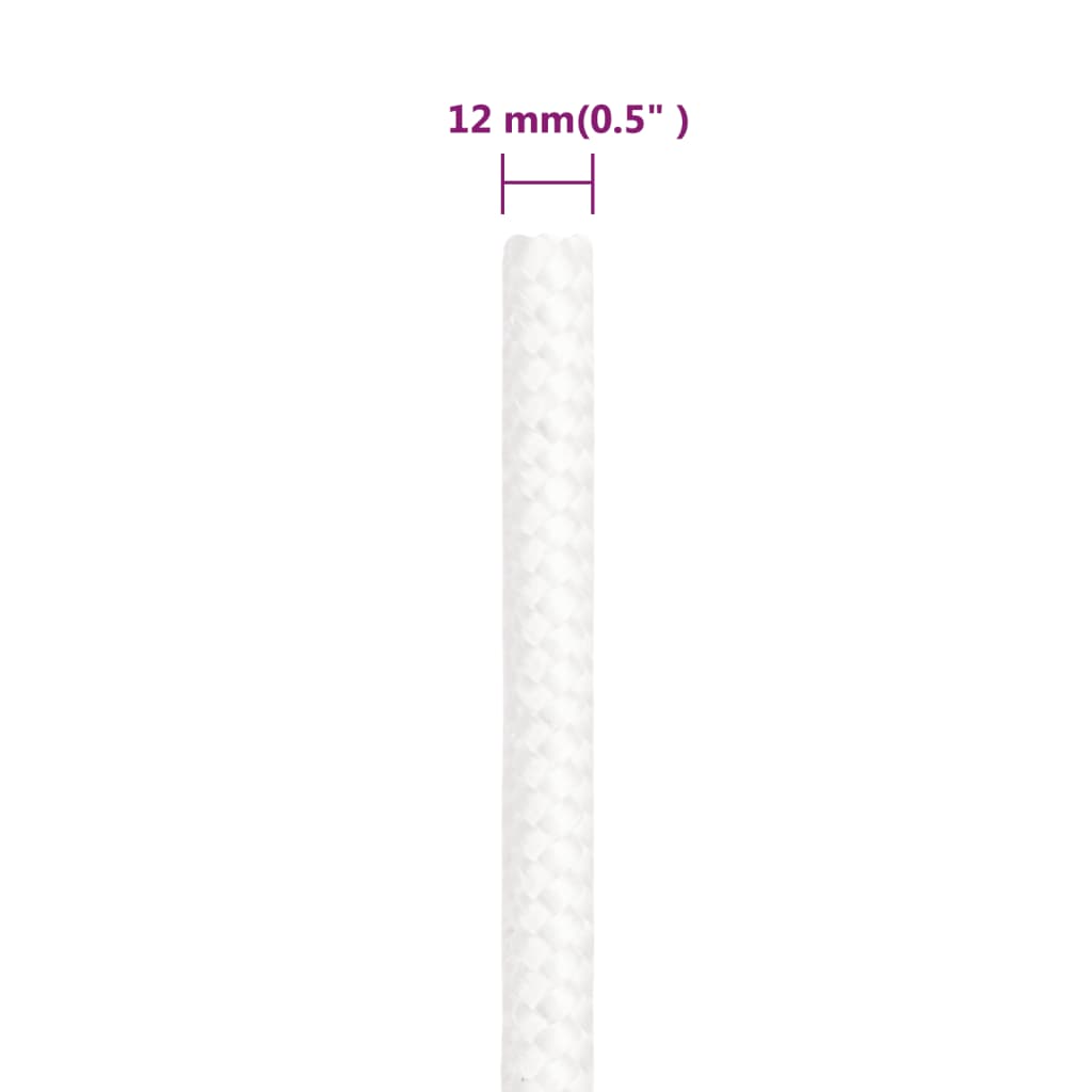 vidaXL Linka żeglarska, biała jednolita, 12 mm, 250 m, polipropylen