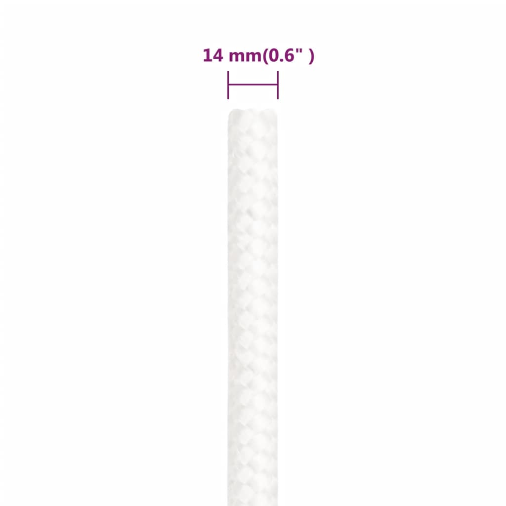 vidaXL Linka żeglarska, biała jednolita, 14 mm, 250 m, polipropylen