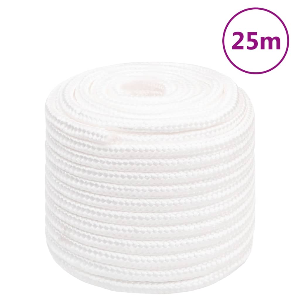 vidaXL Linka żeglarska, biała jednolita, 18 mm, 25 m, polipropylen