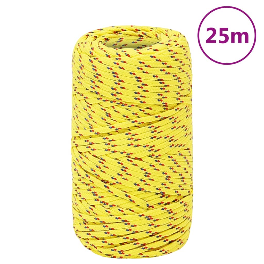 vidaXL Linka żeglarska, żółta, 2 mm, 25 m, polipropylen