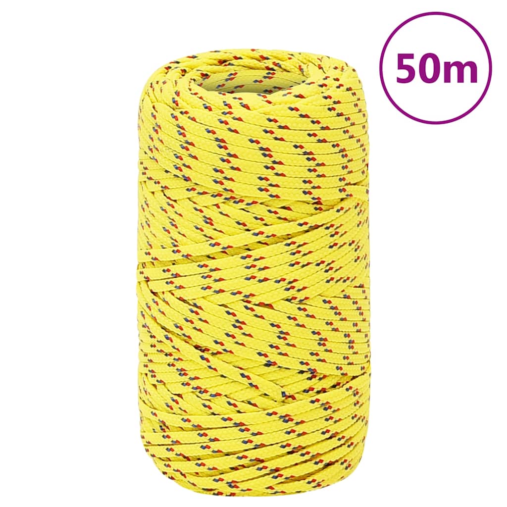 vidaXL Linka żeglarska, żółta, 2 mm, 50 m, polipropylen
