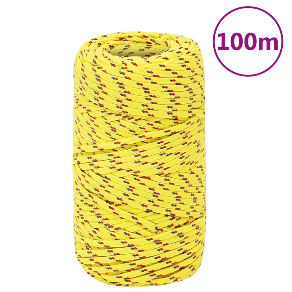 vidaXL Linka żeglarska, żółta, 2 mm, 100 m, polipropylen