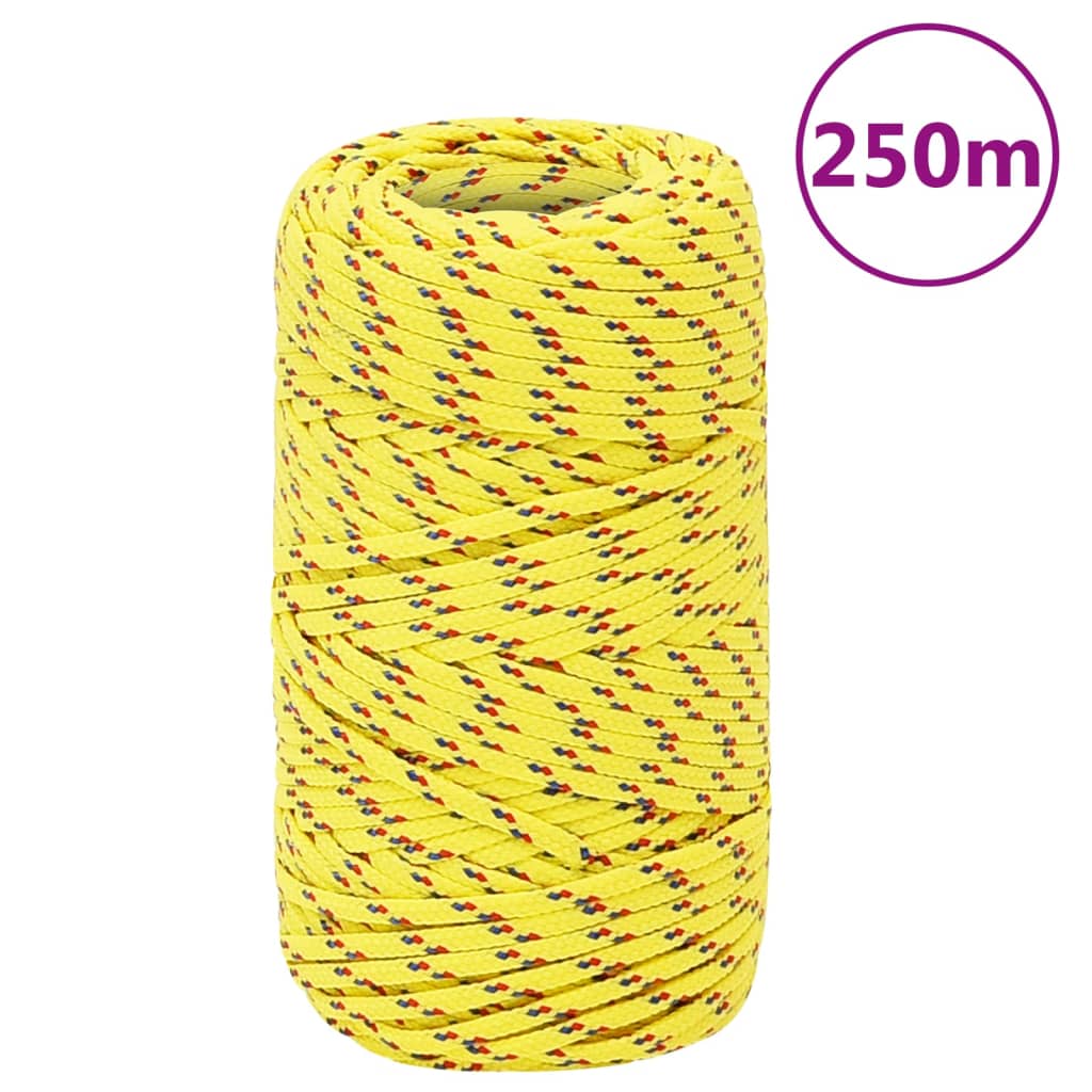 vidaXL Linka żeglarska, żółta, 2 mm, 250 m, polipropylen