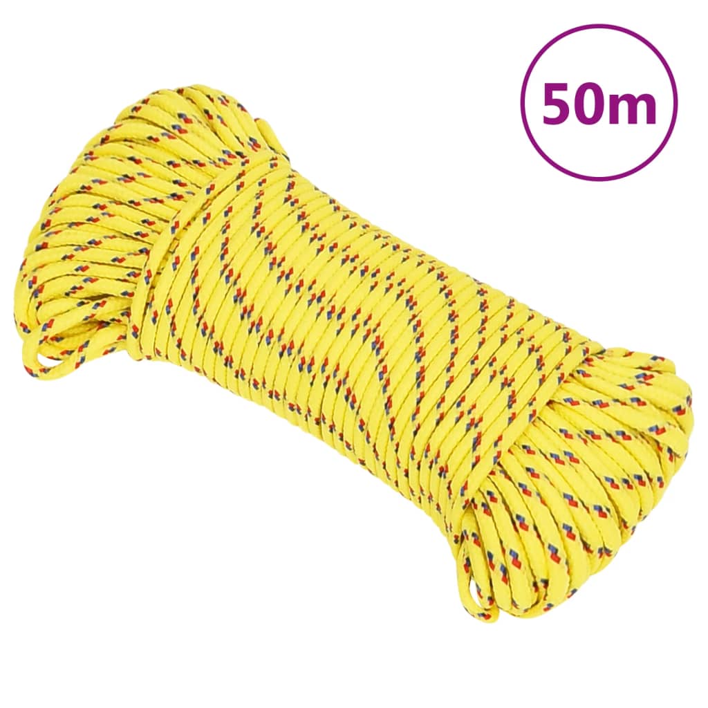 vidaXL Linka żeglarska, żółta, 3 mm, 50 m, polipropylen