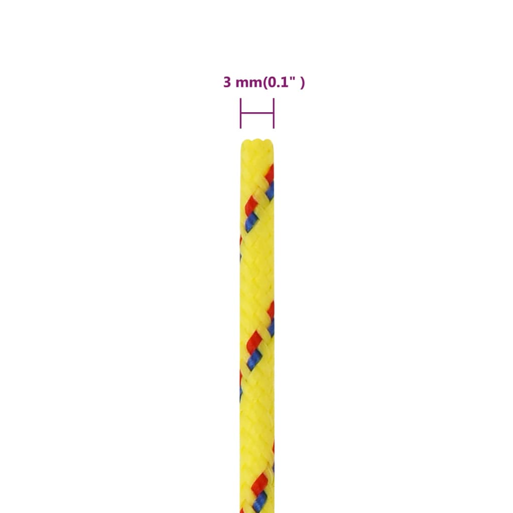 vidaXL Linka żeglarska, żółta, 3 mm, 250 m, polipropylen