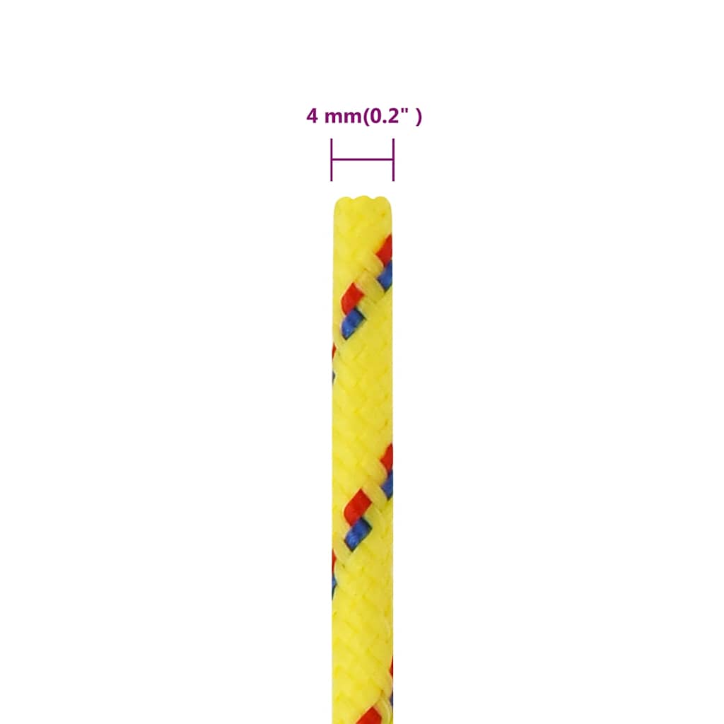 vidaXL Linka żeglarska, żółta, 4 mm, 25 m, polipropylen