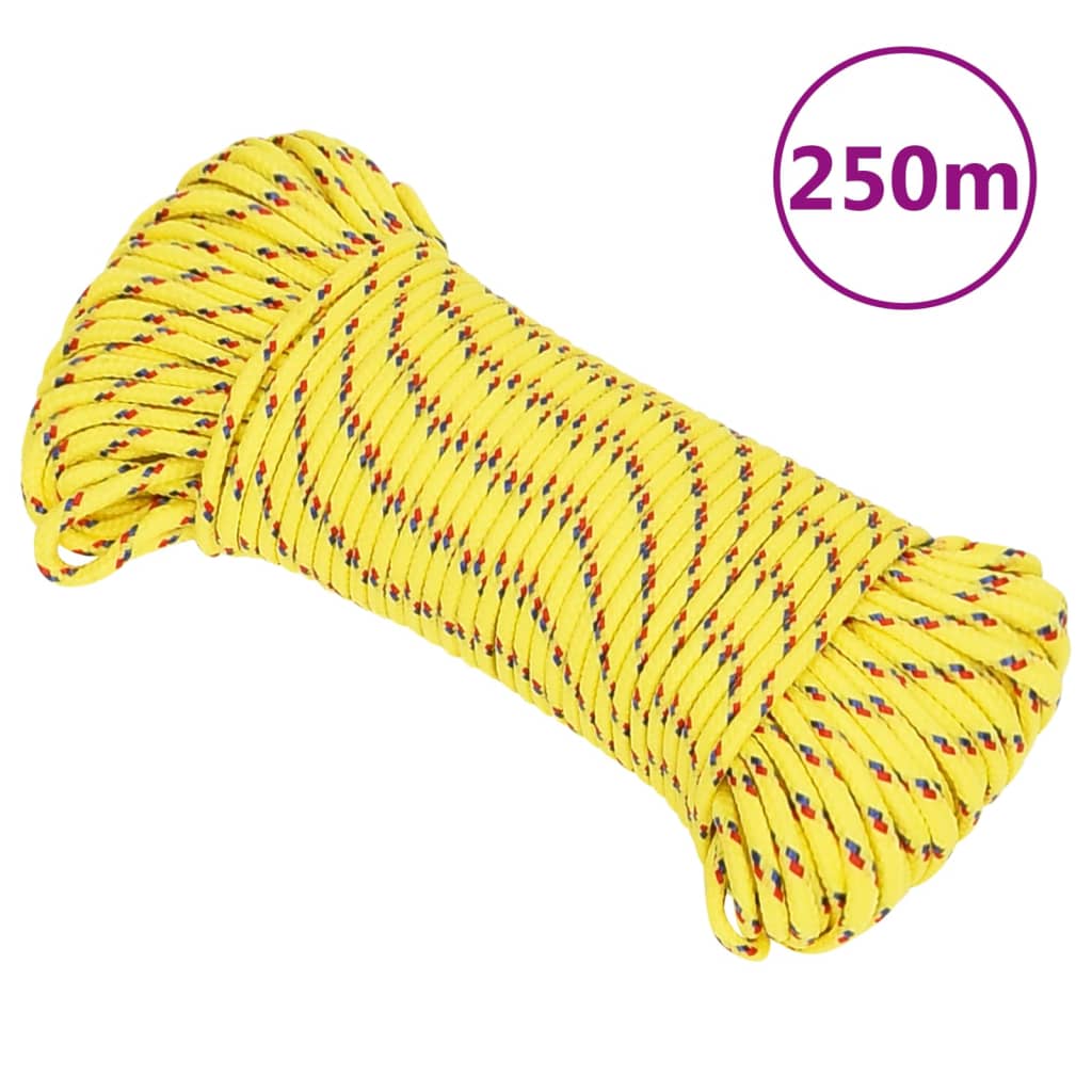 vidaXL Linka żeglarska, żółta, 4 mm, 250 m, polipropylen