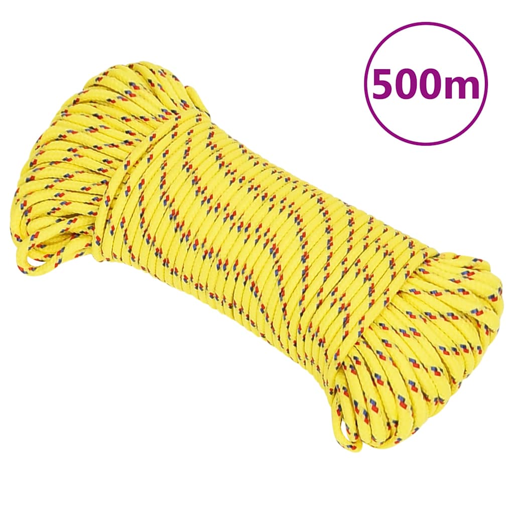 vidaXL Linka żeglarska, żółta, 4 mm, 500 m, polipropylen
