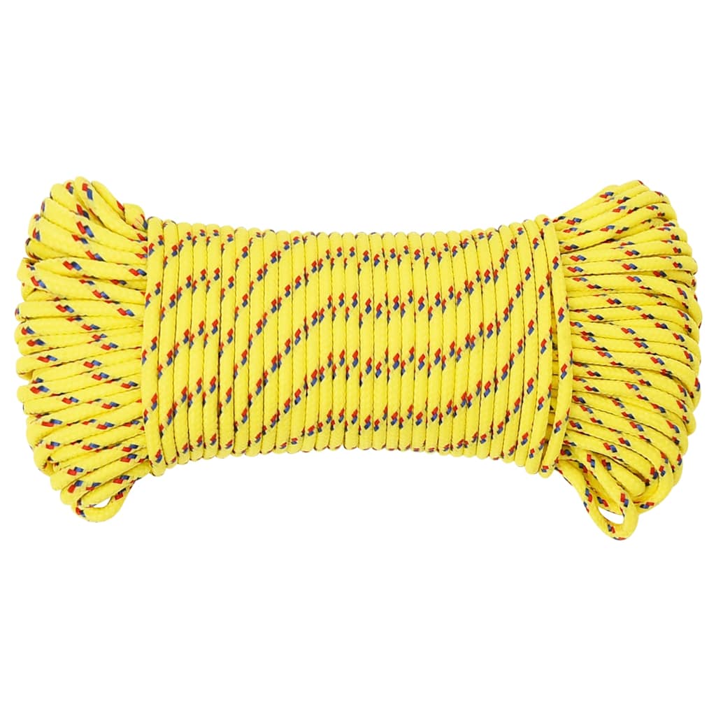 vidaXL Linka żeglarska, żółta, 4 mm, 500 m, polipropylen