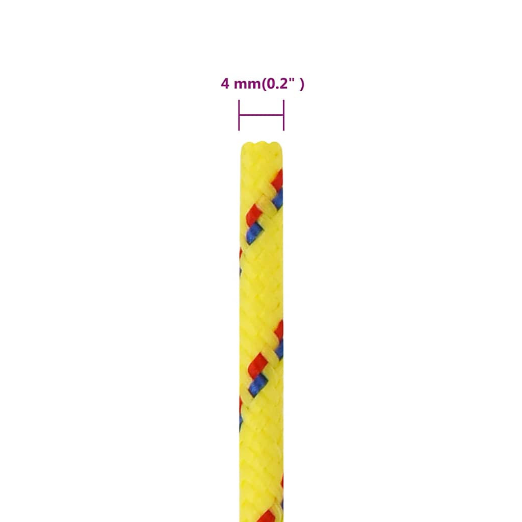 vidaXL Linka żeglarska, żółta, 4 mm, 500 m, polipropylen