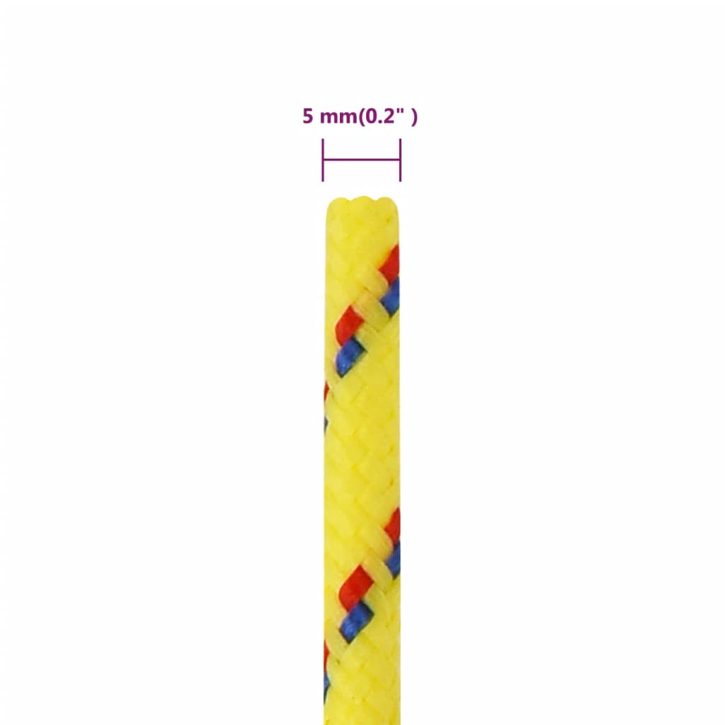 vidaXL Linka żeglarska, żółta, 5 mm, 25 m, polipropylen