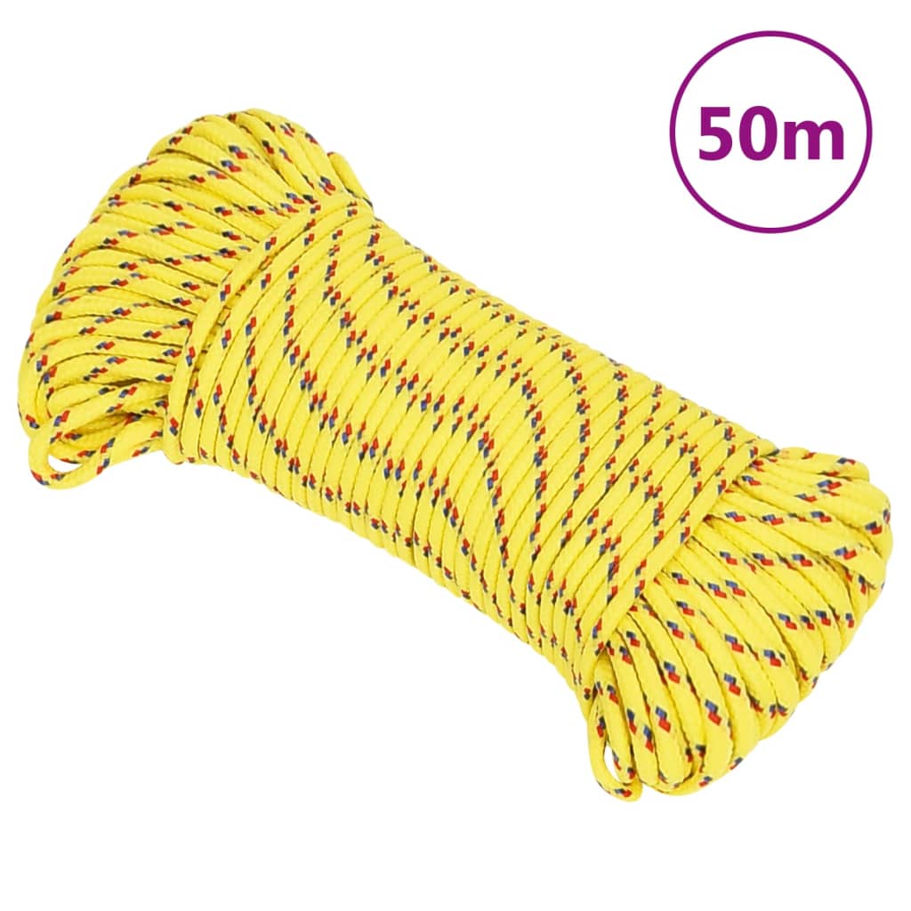 vidaXL Linka żeglarska, żółta, 5 mm, 50 m, polipropylen