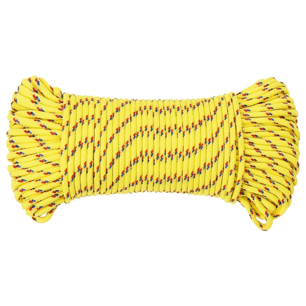 vidaXL Linka żeglarska, żółta, 5 mm, 50 m, polipropylen
