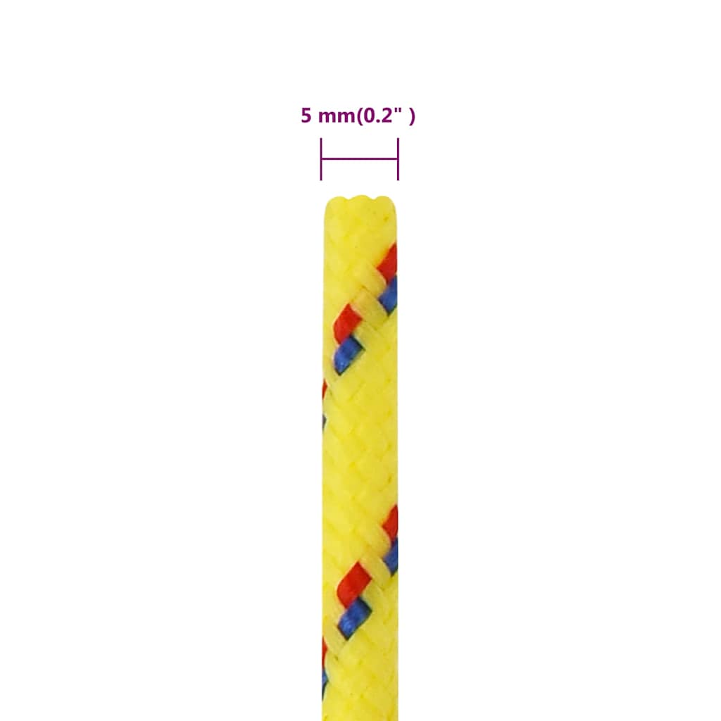 vidaXL Linka żeglarska, żółta, 5 mm, 100 m, polipropylen