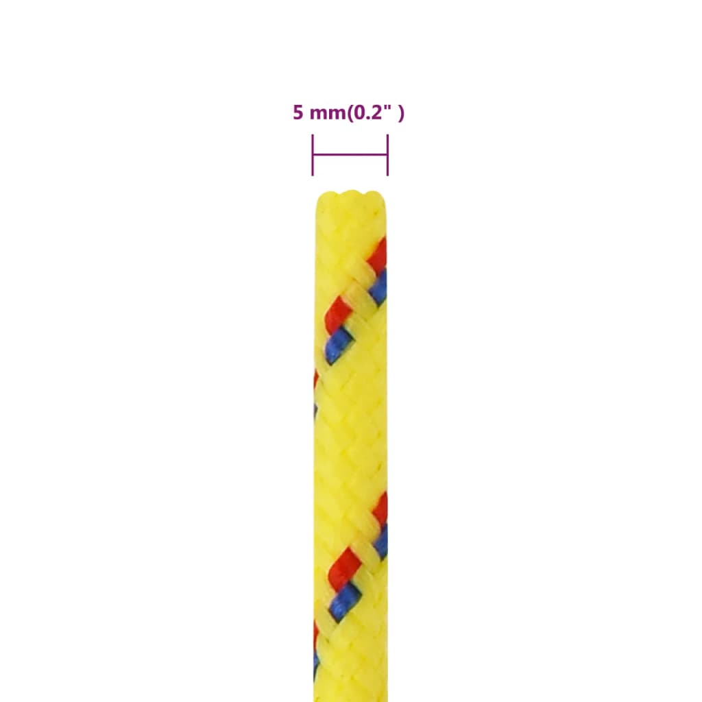 vidaXL Linka żeglarska, żółta, 5 mm, 250 m, polipropylen