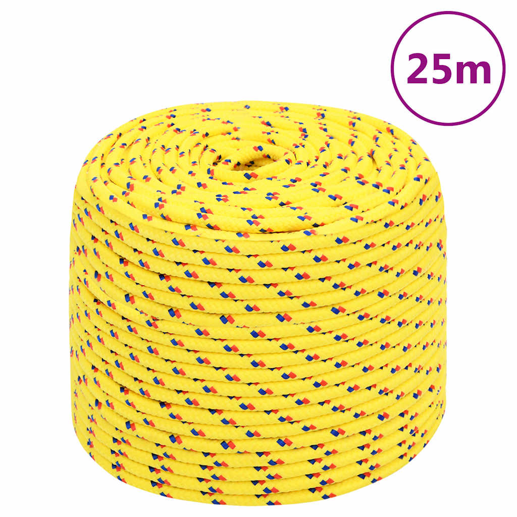 vidaXL Linka żeglarska, żółta, 6 mm, 25 m, polipropylen