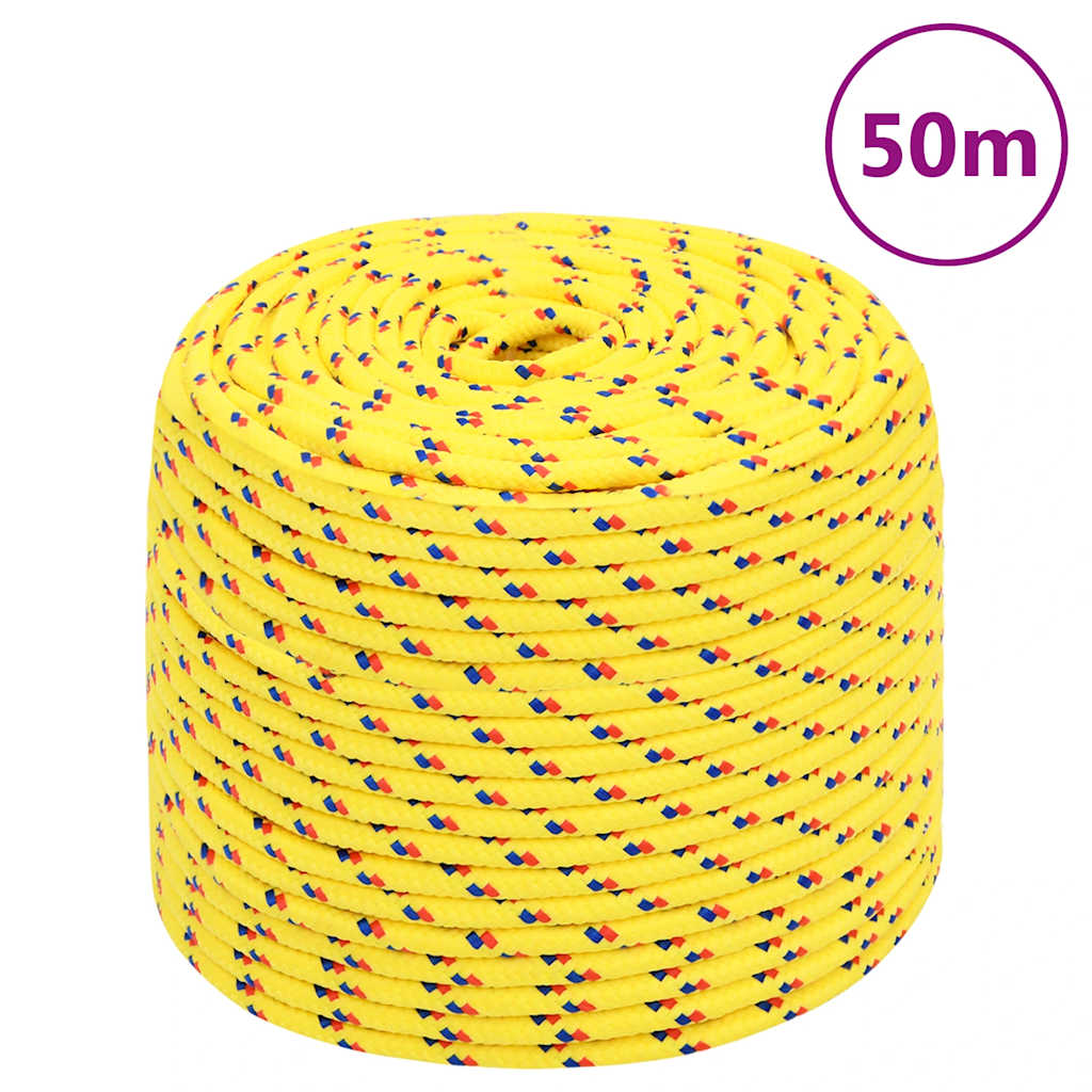 vidaXL Linka żeglarska, żółta, 6 mm, 50 m, polipropylen