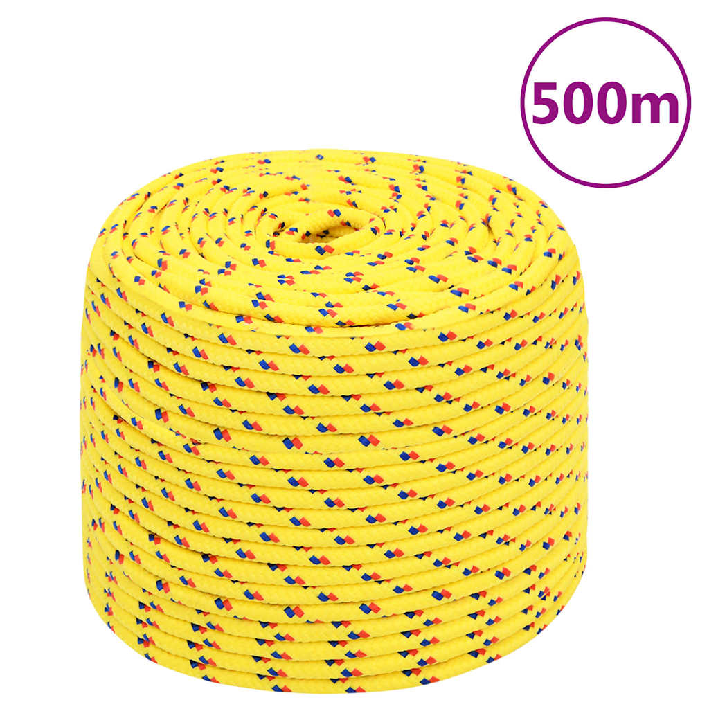 vidaXL Linka żeglarska, żółta, 6 mm, 500 m, polipropylen