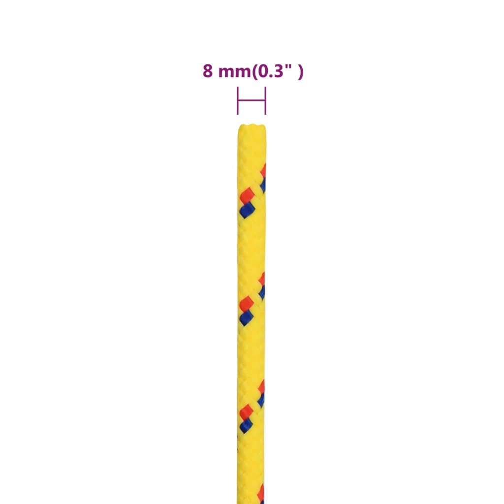 vidaXL Linka żeglarska, żółta, 8 mm, 50 m, polipropylen