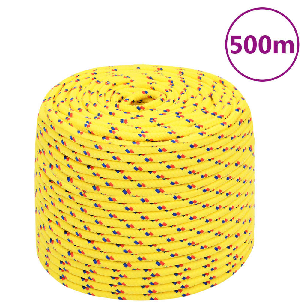 vidaXL Linka żeglarska, żółta, 8 mm, 500 m, polipropylen