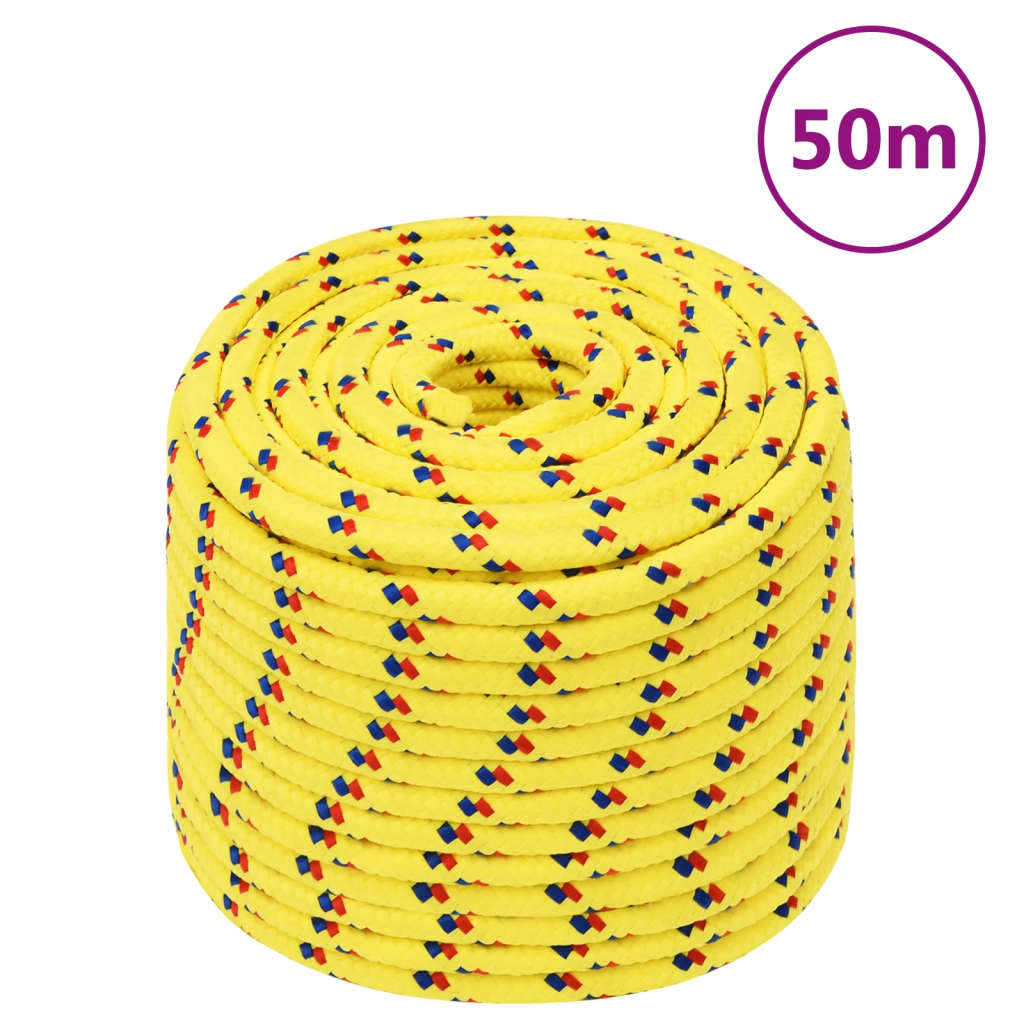 vidaXL Linka żeglarska, żółta, 12 mm, 50 m, polipropylen