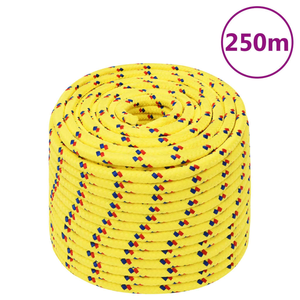 vidaXL Linka żeglarska, żółta, 12 mm, 250 m, polipropylen