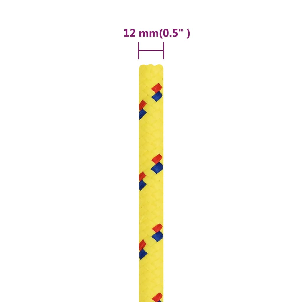 vidaXL Linka żeglarska, żółta, 12 mm, 250 m, polipropylen
