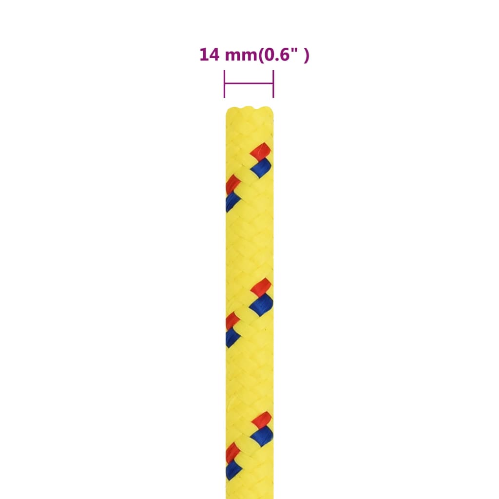 vidaXL Linka żeglarska, żółta, 14 mm, 25 m, polipropylen