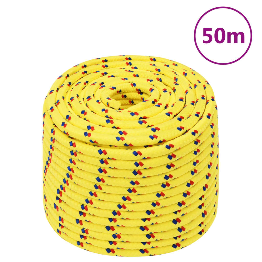 vidaXL Linka żeglarska, żółta, 14 mm, 50 m, polipropylen