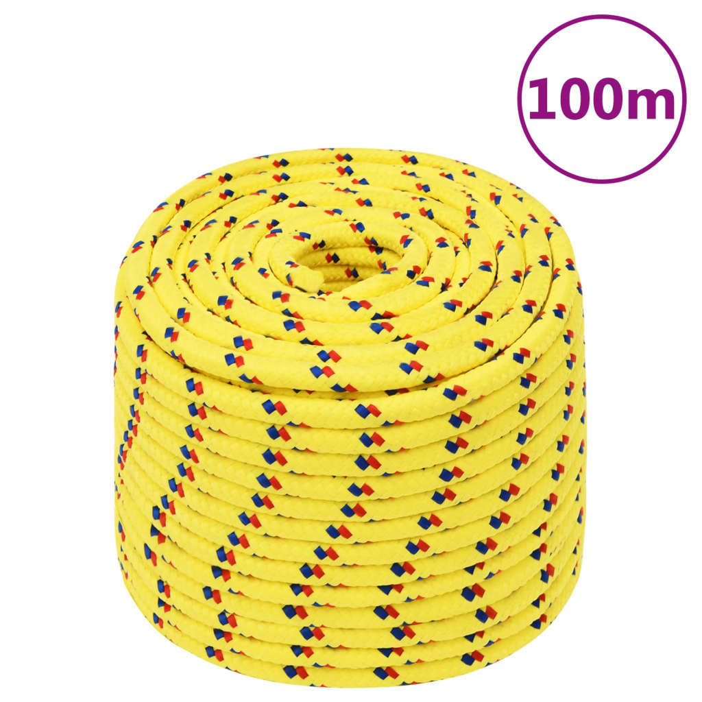 vidaXL Linka żeglarska, żółta, 14 mm, 100 m, polipropylen