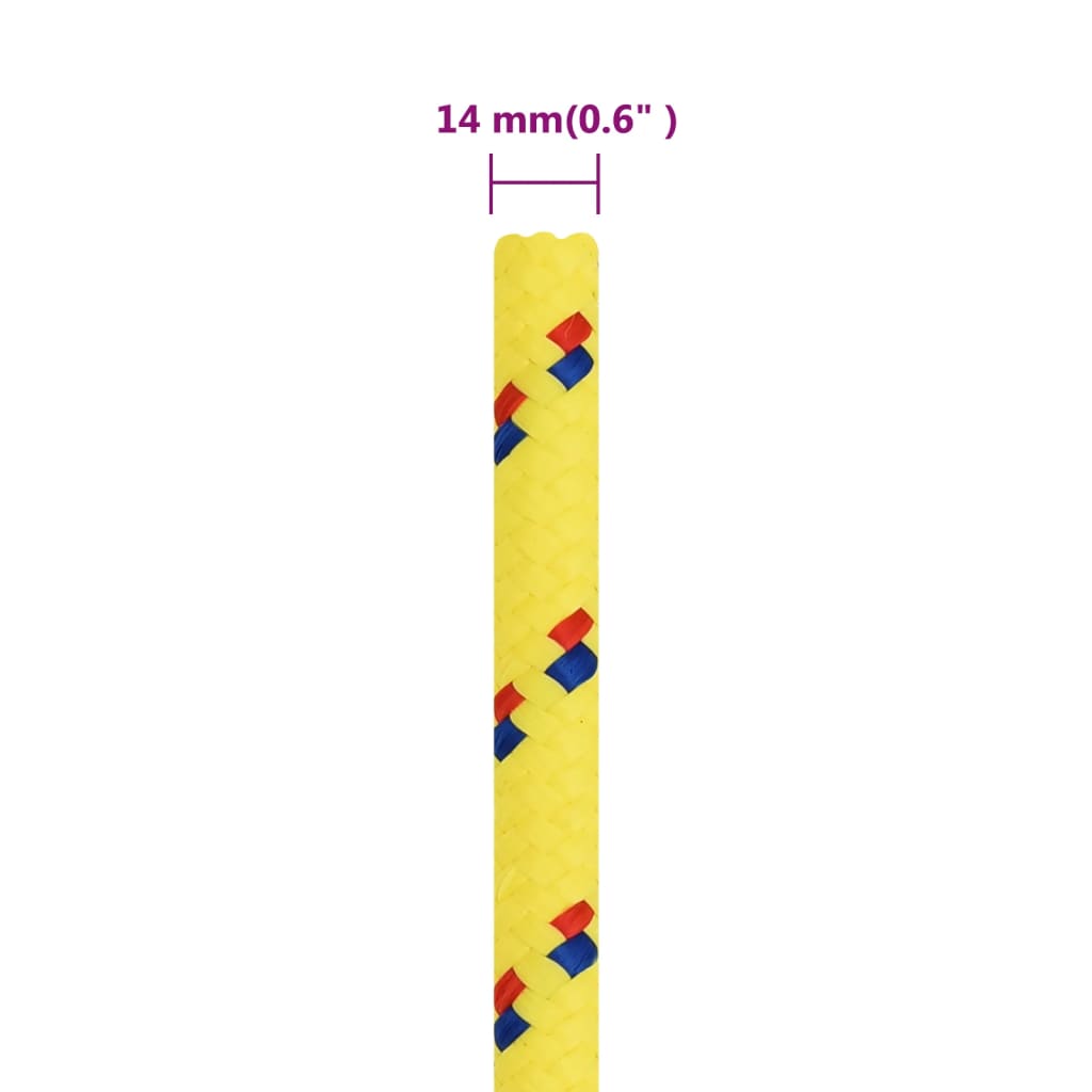 vidaXL Linka żeglarska, żółta, 14 mm, 100 m, polipropylen