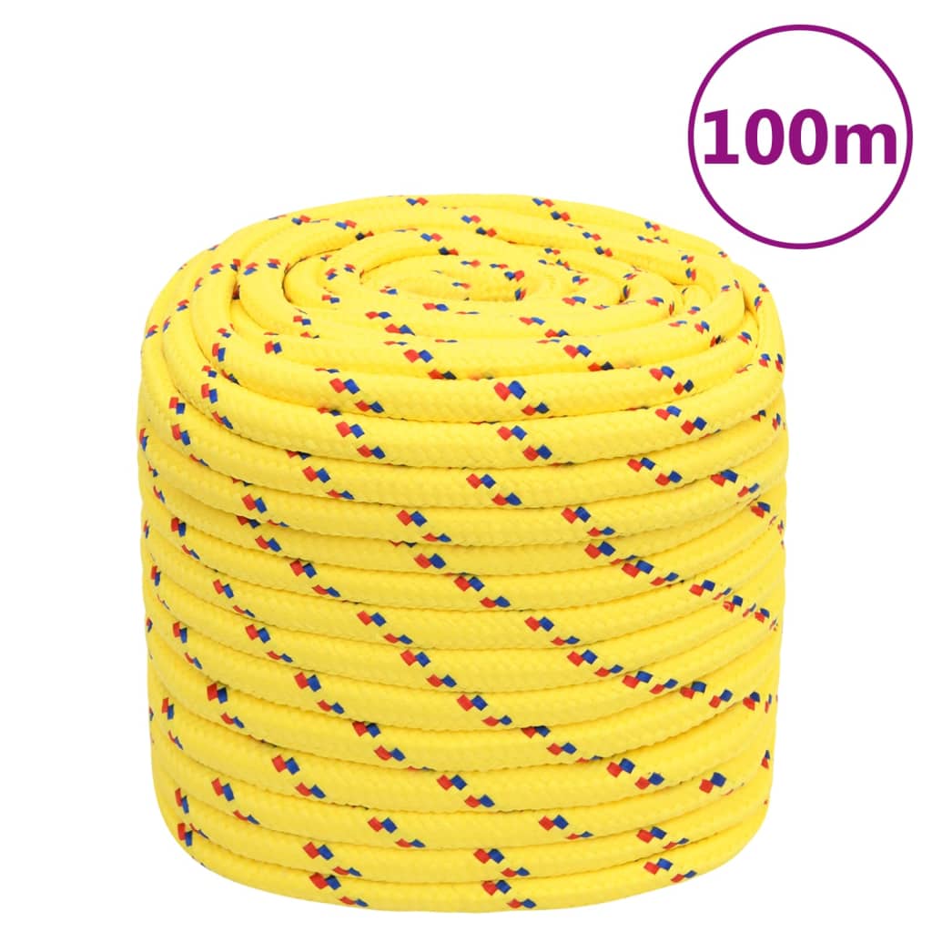 vidaXL Linka żeglarska, żółta, 16 mm, 100 m, polipropylen