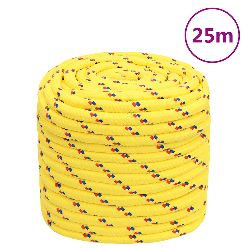 vidaXL Linka żeglarska, żółta, 18 mm, 25 m, polipropylen