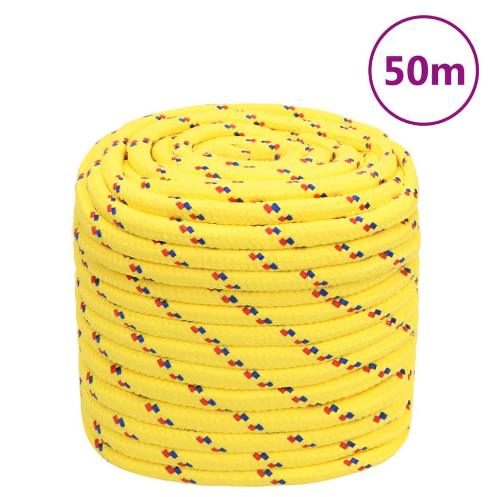 vidaXL Linka żeglarska, żółta, 18 mm, 50 m, polipropylen