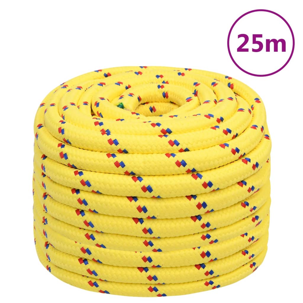 vidaXL Linka żeglarska, żółta, 20 mm, 25 m, polipropylen