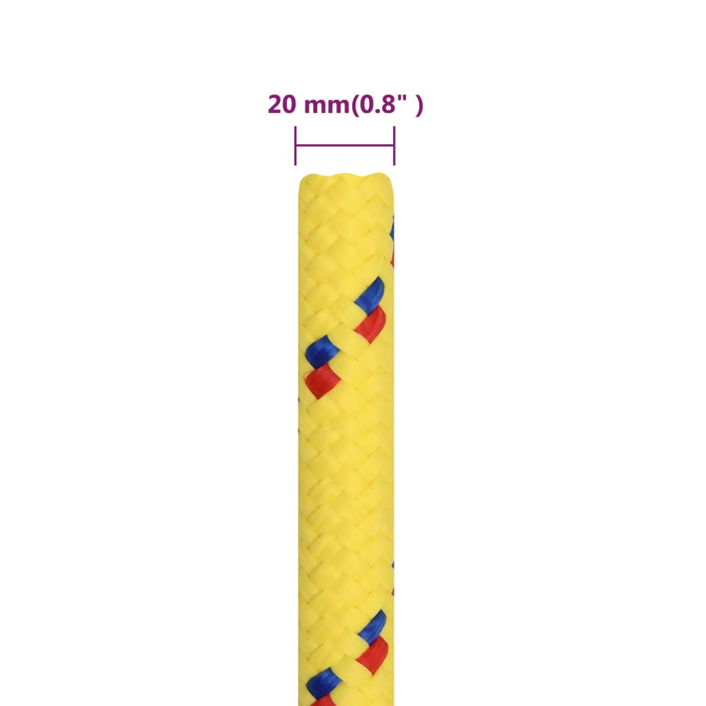 vidaXL Linka żeglarska, żółta, 20 mm, 25 m, polipropylen