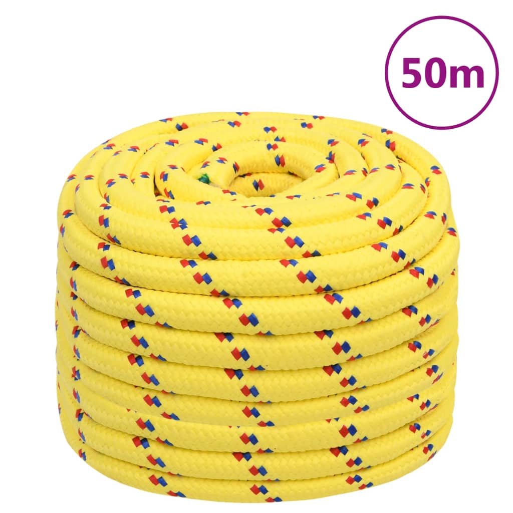 vidaXL Linka żeglarska, żółta, 20 mm, 50 m, polipropylen